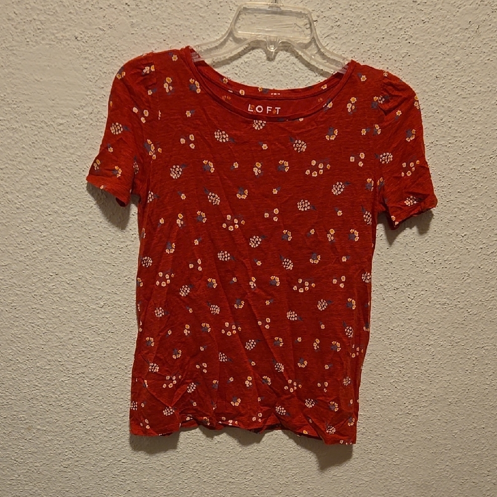 B13 LOFT Linen Women's Red Floral Top Sz XXS